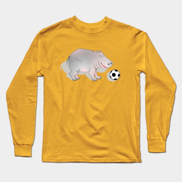 Hippo playing Football Long Sleeve T-Shirt by mailboxdisco